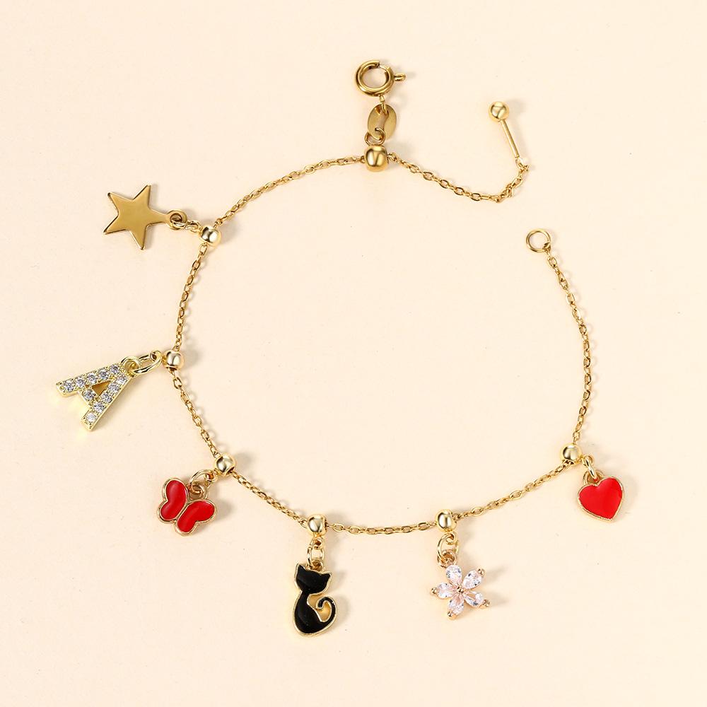 Trendy Letter Cubic Zircon Pendant For Women Positioning Charm Bracelet Necklace DIY Making Jewelry Accessories