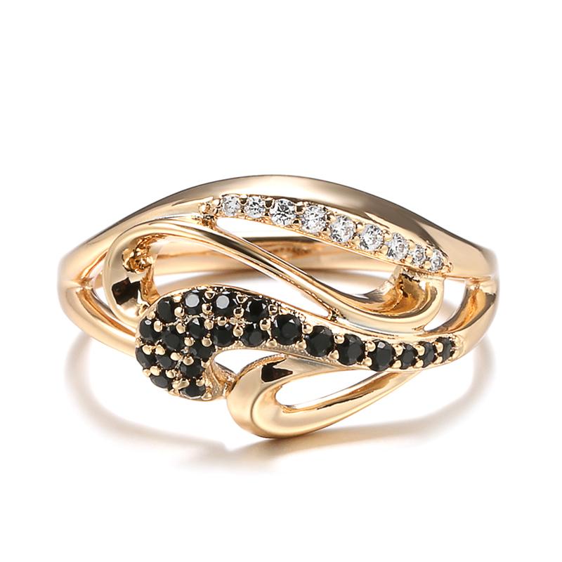 

Fashion Waves Cross Ring For Women Rose Gold Color Black Natural Zircon Vintage Ring Fine Daily Jewelry Gift 10