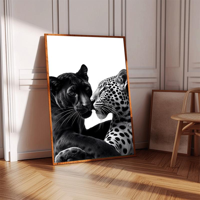 Pantera Negra Tigre Branco Leopardo Arte Pintura em Tela Impressão de Poster Vintage Parede Decoração Moderna Casa Sala de Estar Quarto Cozinha