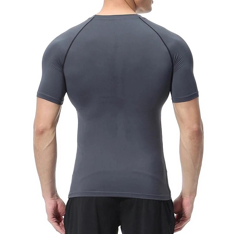 Men's Stretch Compression Tee Shirt Fitness Gym Sports Running T-Shirt Quick Dry Breathable Basketball Training Short Sleeve Top