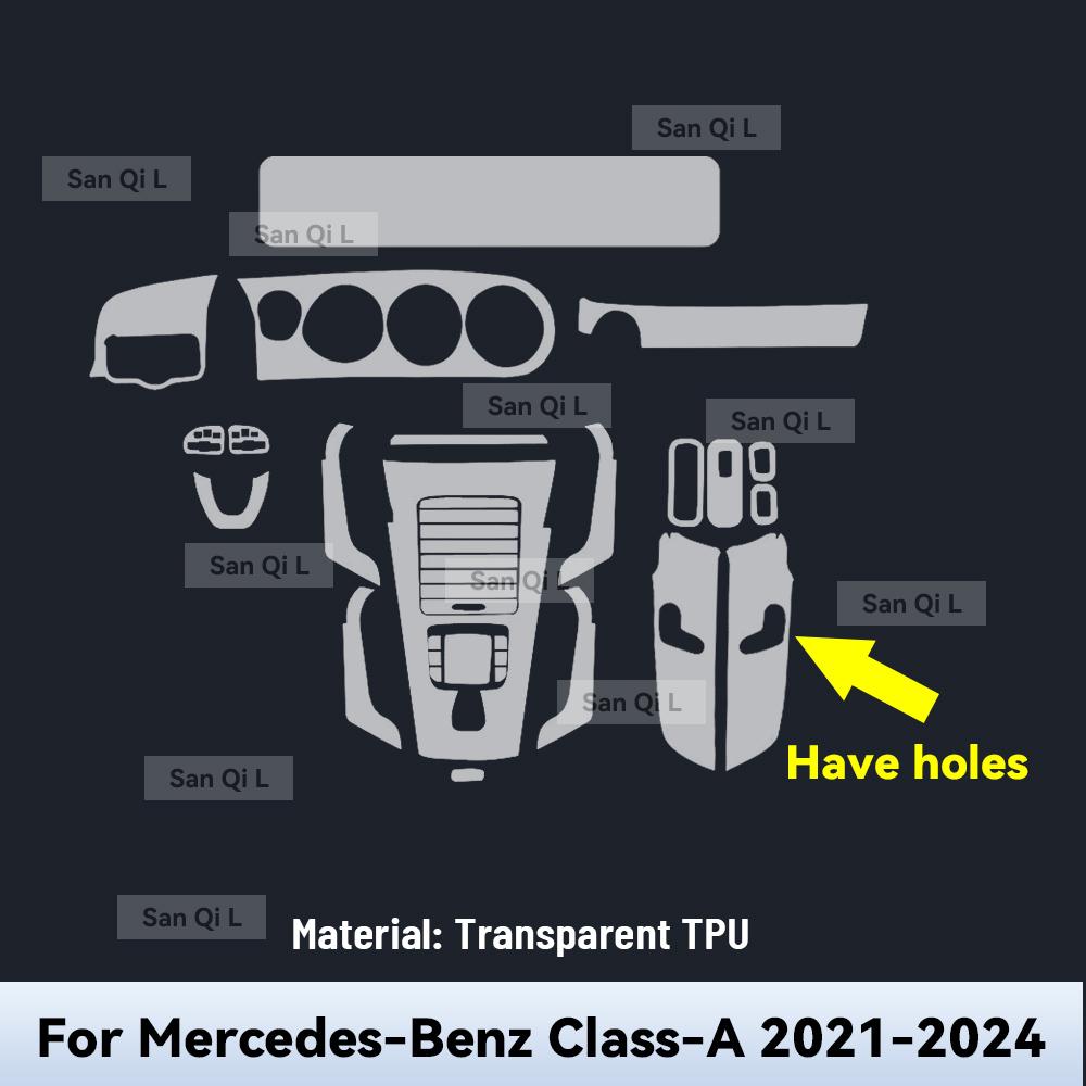 

For Mercedes Benz A Class -2024 Car Center Console Dashboard Navigation TPU Anti-scratch Protector Interior Film Sticker Right rudder driving
