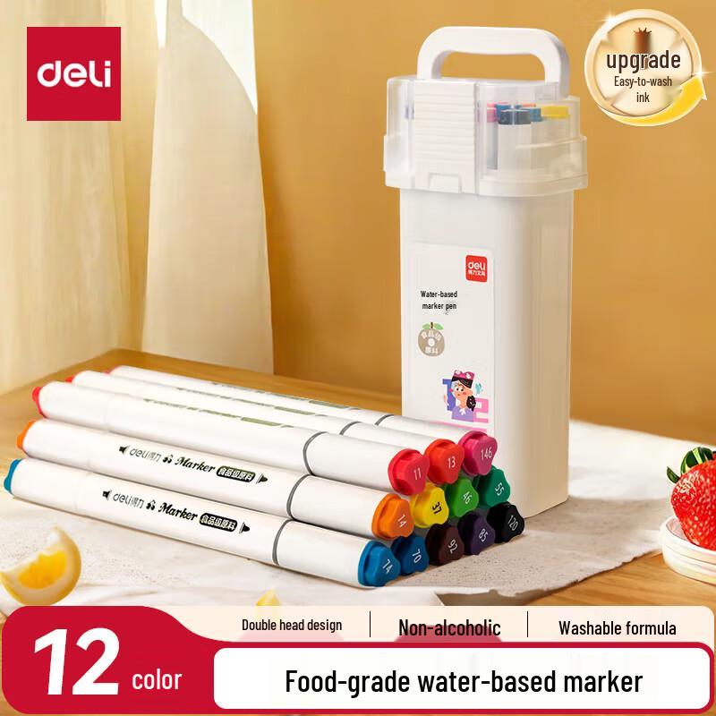 Deli Food-Grade Washable Dual-Tip Marker Pens
