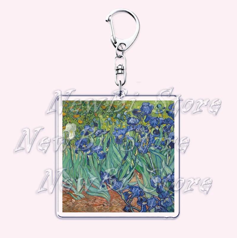Hot Impressionism Art Keychain for Accessories Bag Van Gogh Monet Mona Lis Oil Painting Pendant Chain Ring Keyring Jewelry Gifts