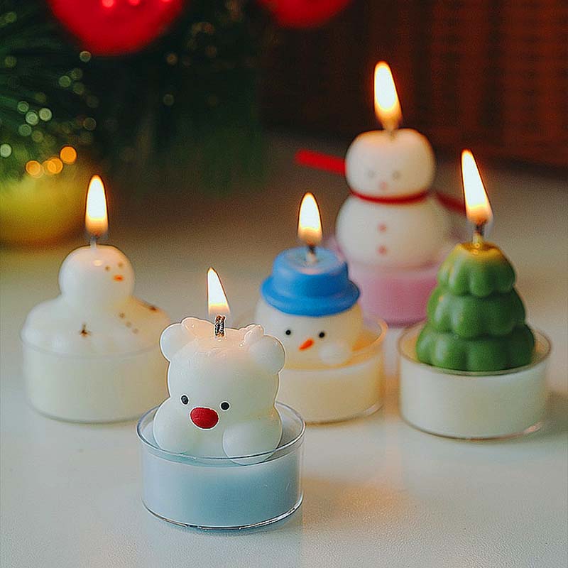 Colorful Christmas Tree Scented Candles Santa Claus Snowman Shape Candle Ornament Xmas Holiday Party Decor Candles Photo Props