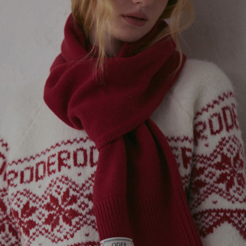 ODER hole cashwool muffler-wine