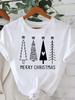 (Asian Size) star tree happy new year Tee merry Christmas festival O-neck Clothing Women's Top T Print Fashion ladies Graphic T-shirts