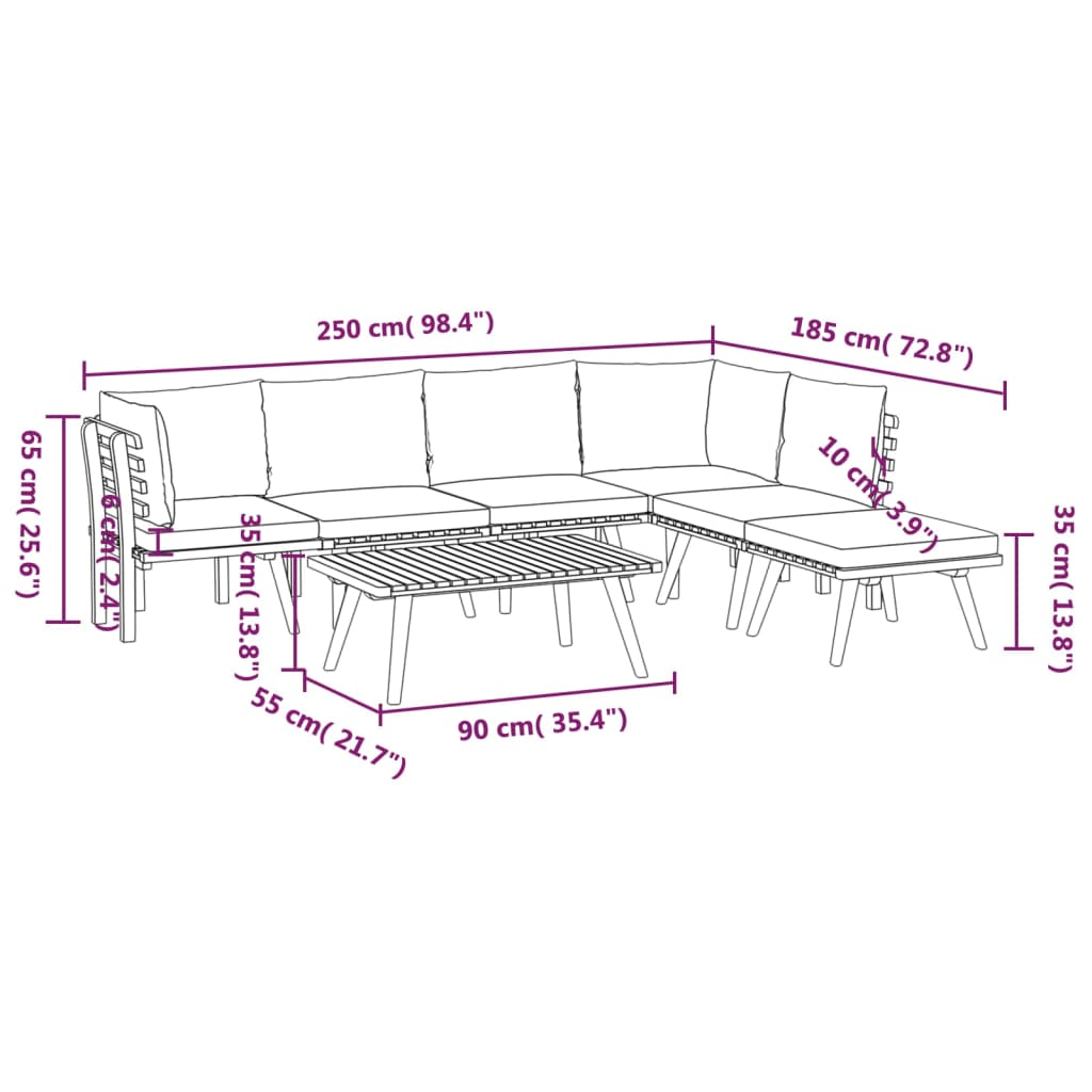 7 Piece Garden Lounge Set with Cushions Solid Acacia Wood