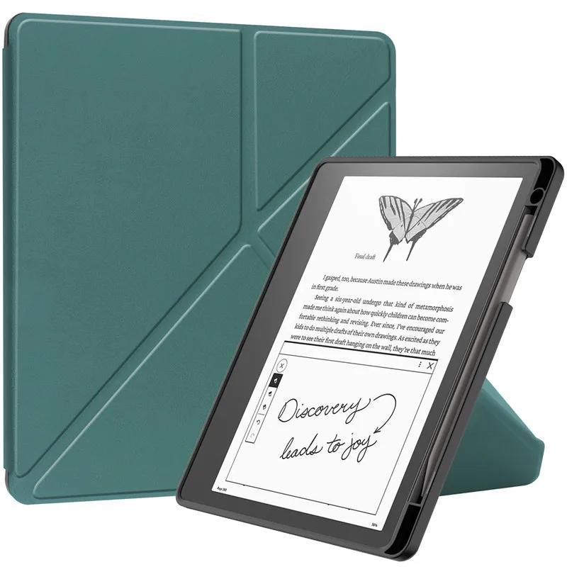 For Kindle Scribe 2024 Case 10.2 Inch PU Leather Multi-folding Stand Smart Auto Wake Sleep Ebook Cover Funda with Pencil Holder