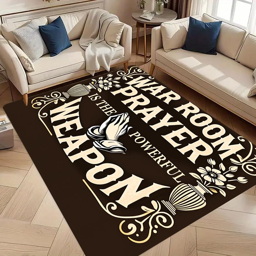 

War Room Prayer Rug Religious Motivational Entryway Doormat Front Door Rugs NonSlip Soft Easy Clean Durable Vintage Decor Carpet 40X60cm