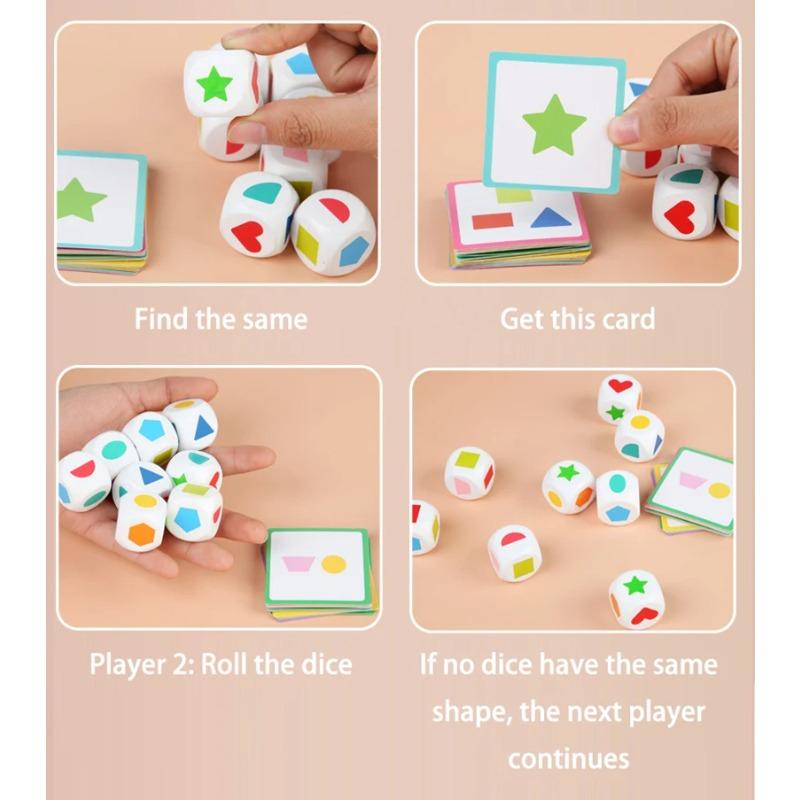 Kids Shape Dice Board Game Montessori Toys Geometric Matching Cards Memory Games Brain Thinking Social Sensory Educational Toys