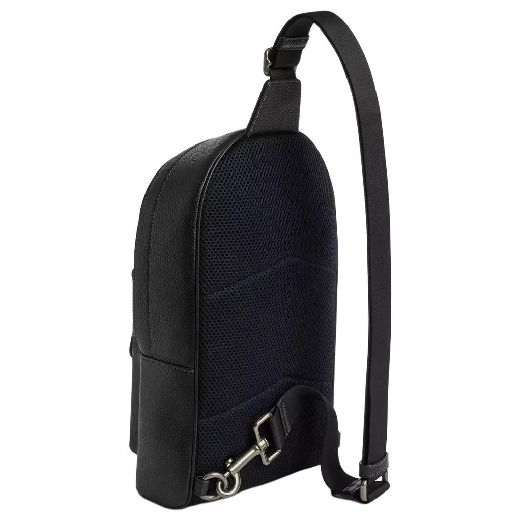 Coach 20 Zipper Adjustable Shoulder Strap Pebble Leather Crossbody Waist Bag Small Men bags Black CY206-QBBK
