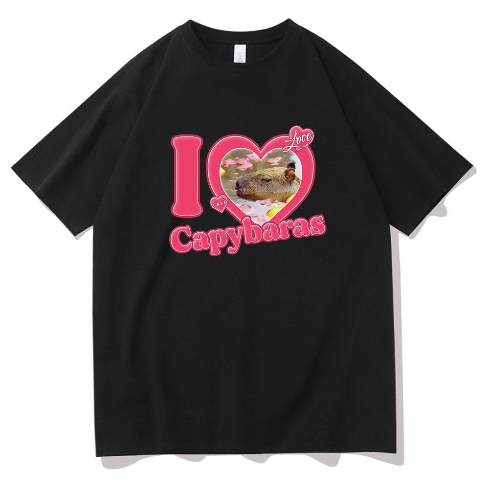 I Love Capybaras Print Men Women Fashion Casual Loose Tshirts Crew Neck Hip Hop Man Funny Tshirt Male Tee Shirt Male Streetwear