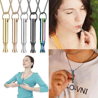 Stylish Anxiety Relief Necklace with Whistle Pendant for Meditation Breathing Exercise Stress Reduction Jewelry Gift Idea