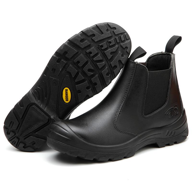 Holfredterse Steel Toe  Shoes For Mens High Top Leather Indestructible Work Chelsea Boots Resistance Oleic Acid Alkali Newest