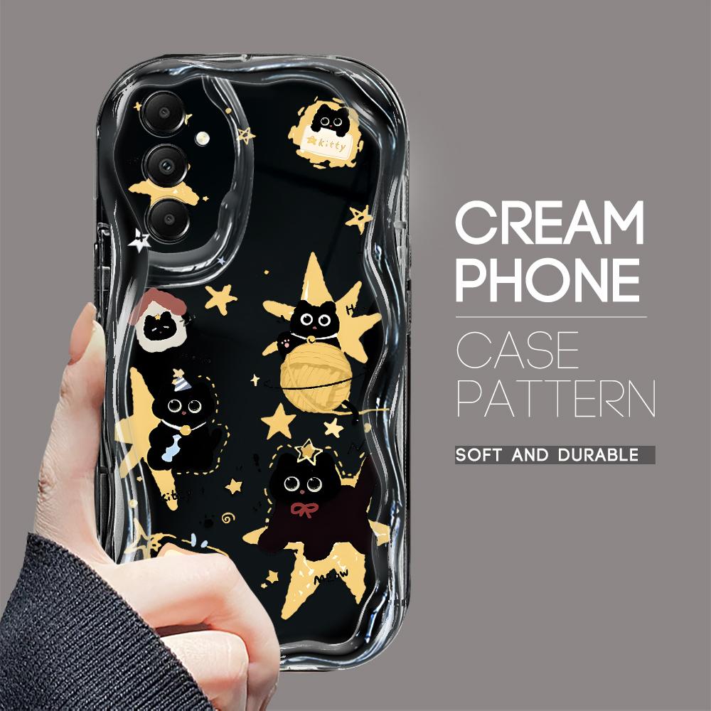 Cute Cartoon Pattern Cream Texture Casing Wavy Edge Soft Silicone Cover Phone Case for Samsung