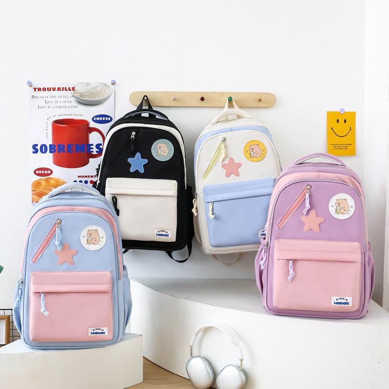 Korean Style Schoolbag Four Piece Set for Primary and Secondary School Students Backpacks for Girls Fresh and Sweet Backpacks