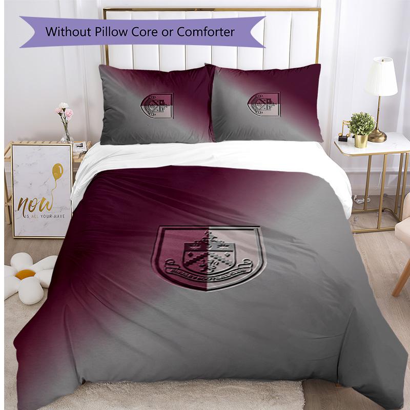 Burnley Football Printed 3 Pieces Bedding Set, Comfortable Skin Friendly Bedroom Duvet Cover Set