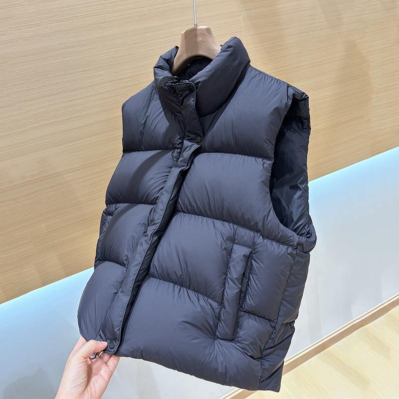 New Stand-up Collar Down Vest Women's White Duck Down Thickened Warm Puff Vest Sleeveless Vest Winter