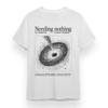 Women's Oversize T-shirt With Black Hole Art Graphic Unisex White Cotton Tee USA