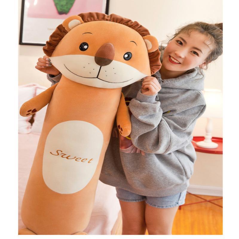 55cm Long Bar Animal Cartoon Plush Pillow Comfortable Stuffed Doll Cushion for Bed Sofa Travel Nap Portable Use