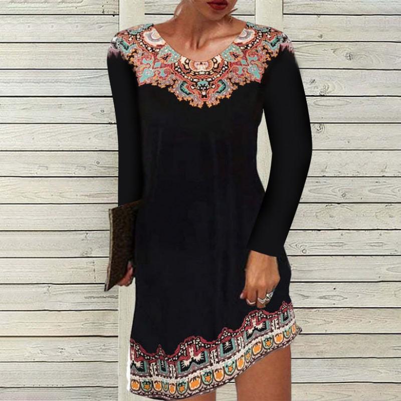 Europe America Station Mid-waist Printed Urban Casual Short-sleeved Dress