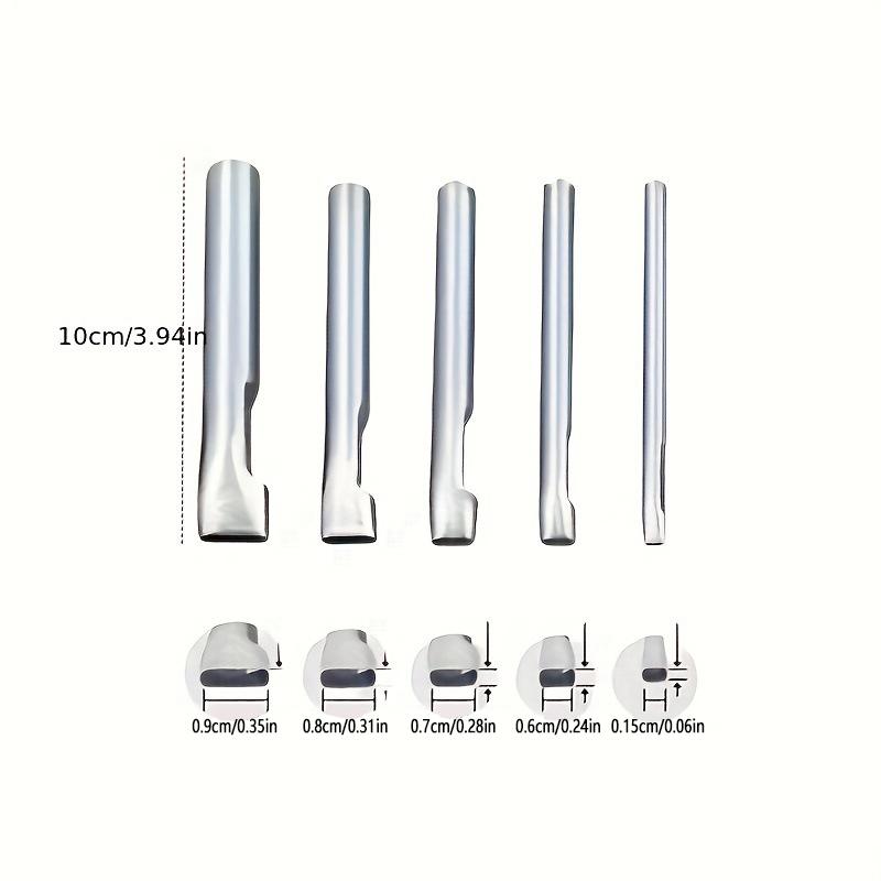 5pcs Oblong Slot Leather Punch Set Carbon Steel Flat Hollow Hole Puncher DIY Leather Craft Tool For Belts Watch Straps Bags