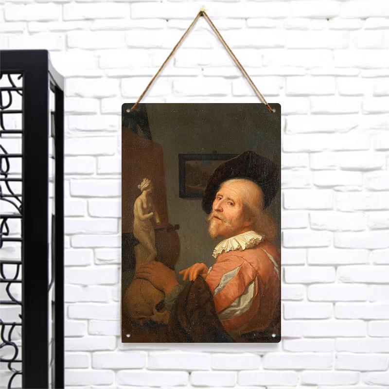 

Vintage Oil Painting Style Portrait Metal Wall Art Custom Decorative Hanging Painting for Living Room Entrance 7.9x11.8In(20x30cm)
