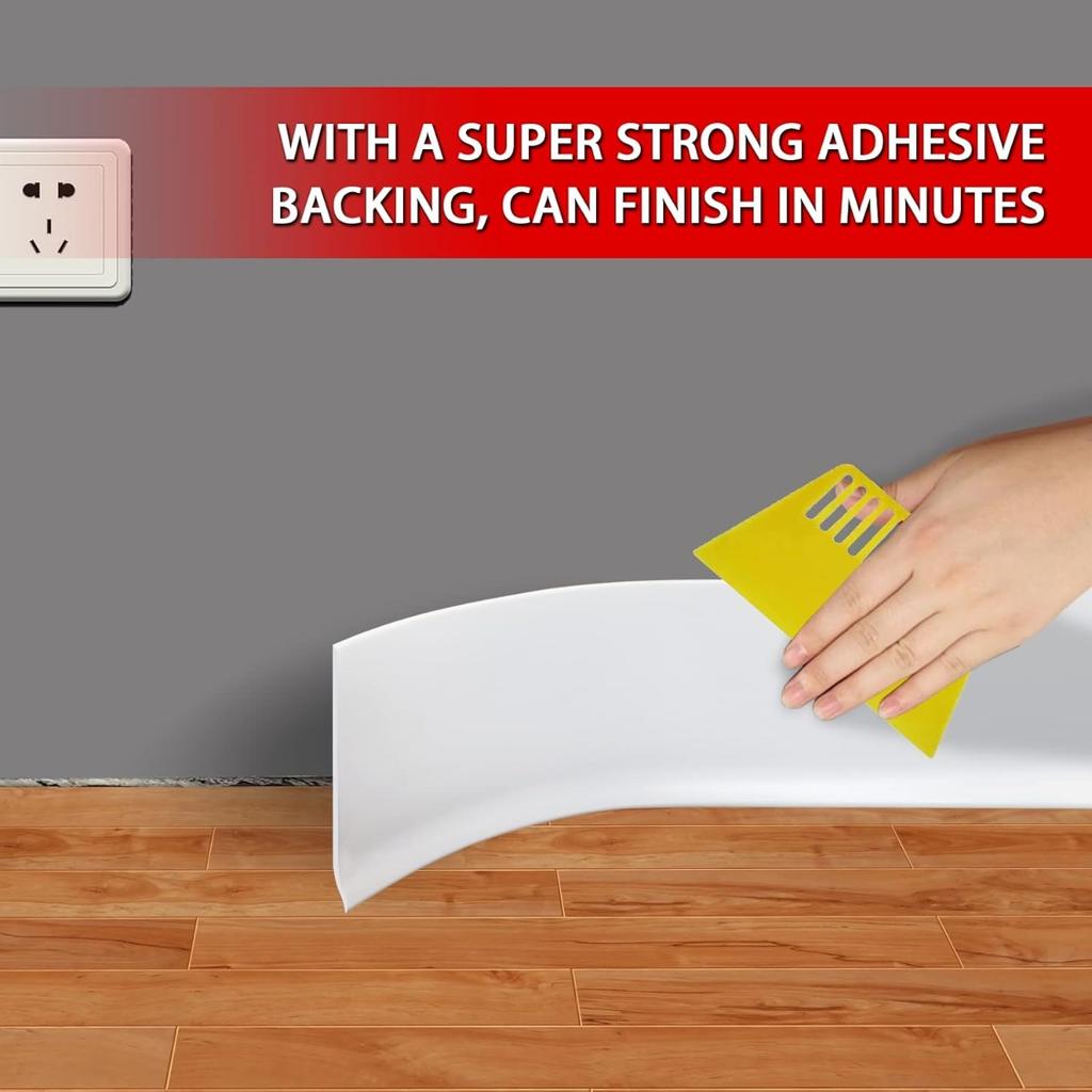 118 Inch Flexible Self-Adhesive Vinyl Wall Border Sticker Base Molding Trim Easy Installation For Home Living Room Wall Decor