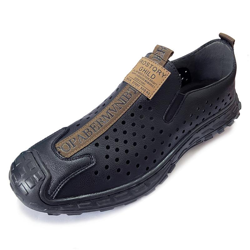 Fashion Fashion British Style Retro Hollowed-out Leather Men's Shoes Designer New Soft Sole Outdoor Beach Male Sandals Casual Man Shoes