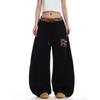 Damen Braun Jogginghose Baggy Leopard Patchwork Hose Harajuku Ästhetik Y2k Vintage Oversize Hose Herbst