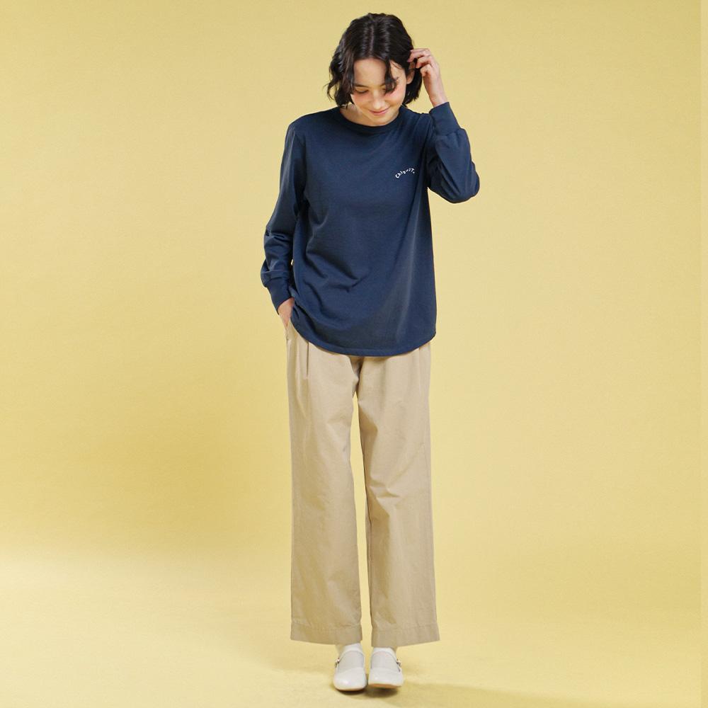 CHIQUITA Ribbed Sleeve T-Shirt (Cotton) Navy 241602Snv