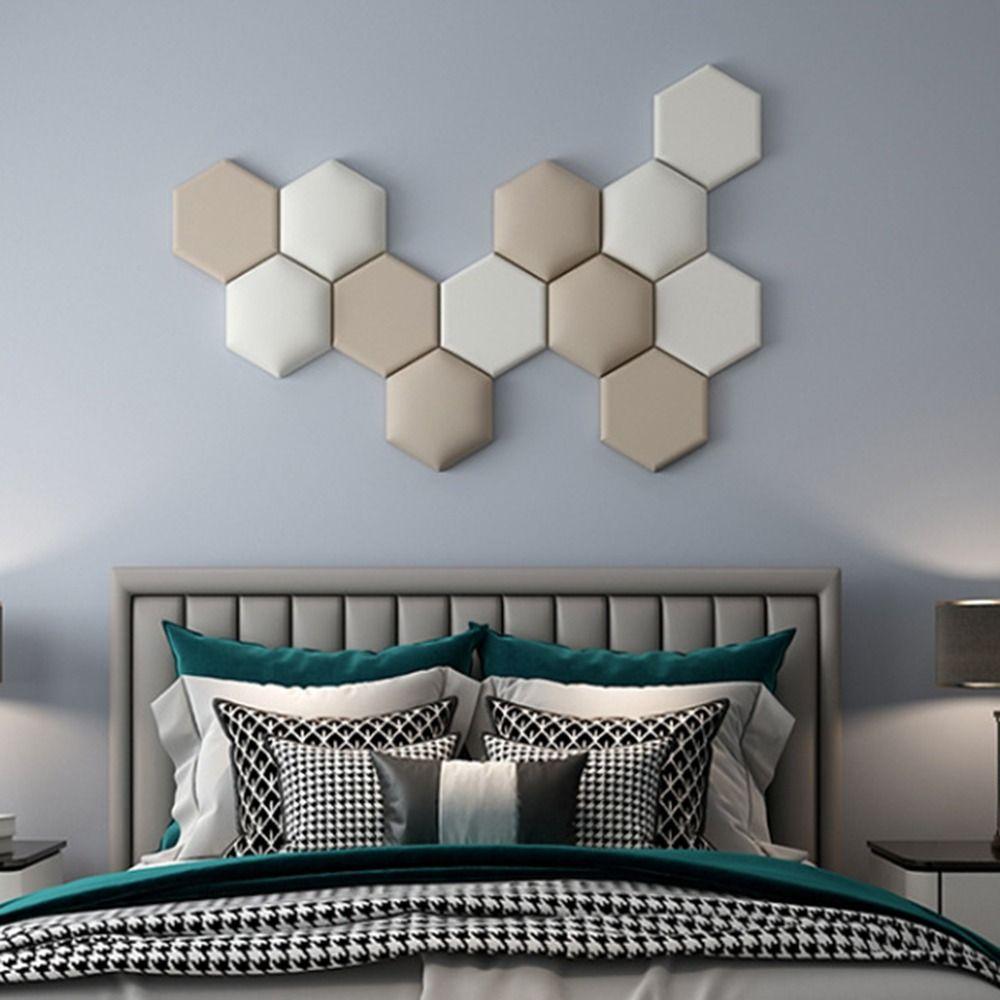 Adesivos de Parede Tatami 3D Hexagonais Anticolisão Cabeceira de Cama Bolsa Macia Autoadesiva Proteção Macia Painel de Parede de Fundo