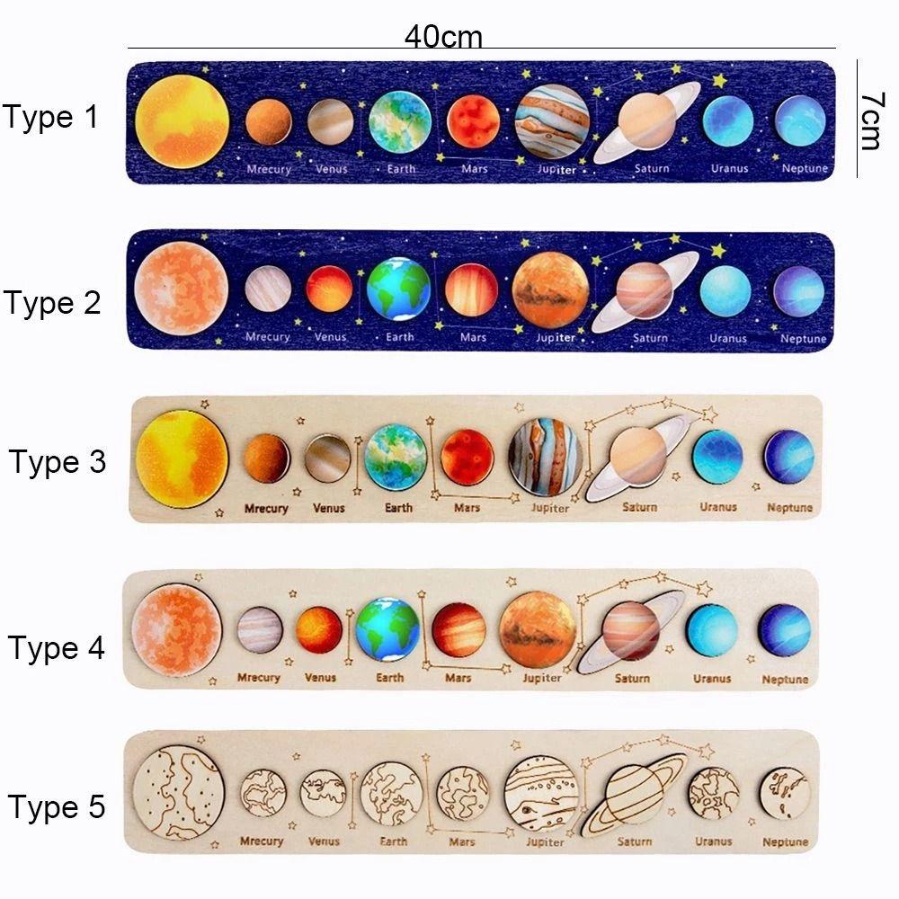 Matching Science Children Boy Girl Solar System Puzzle Jigsaw Tray Wooden Puzzle Planet Puzzles