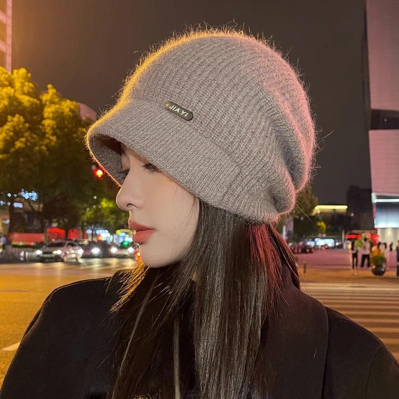 

Шапка женская вязаная шапка осень и зима теплая утолщенная новая большой обхват головы рыбацкая шерстяная восьмиугольная шапка для послеродового периода One size fits all [elastic]