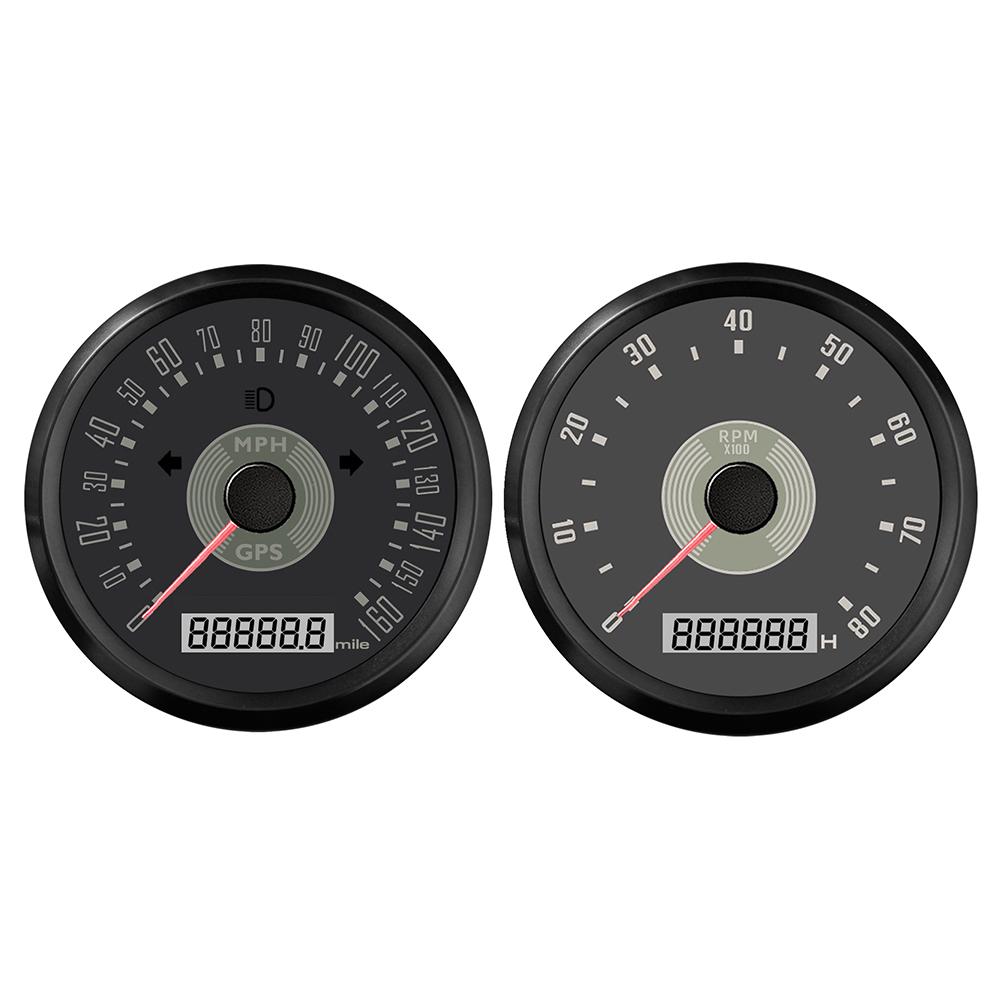 ELING 85mm Universeller GPS-Tachometer 0-160MPH 220km/h + Drehzahlmesser 0-8000RPM mit Rot Gelber Hintergrundbeleuchtung für Auto LKW Boot 9-32V