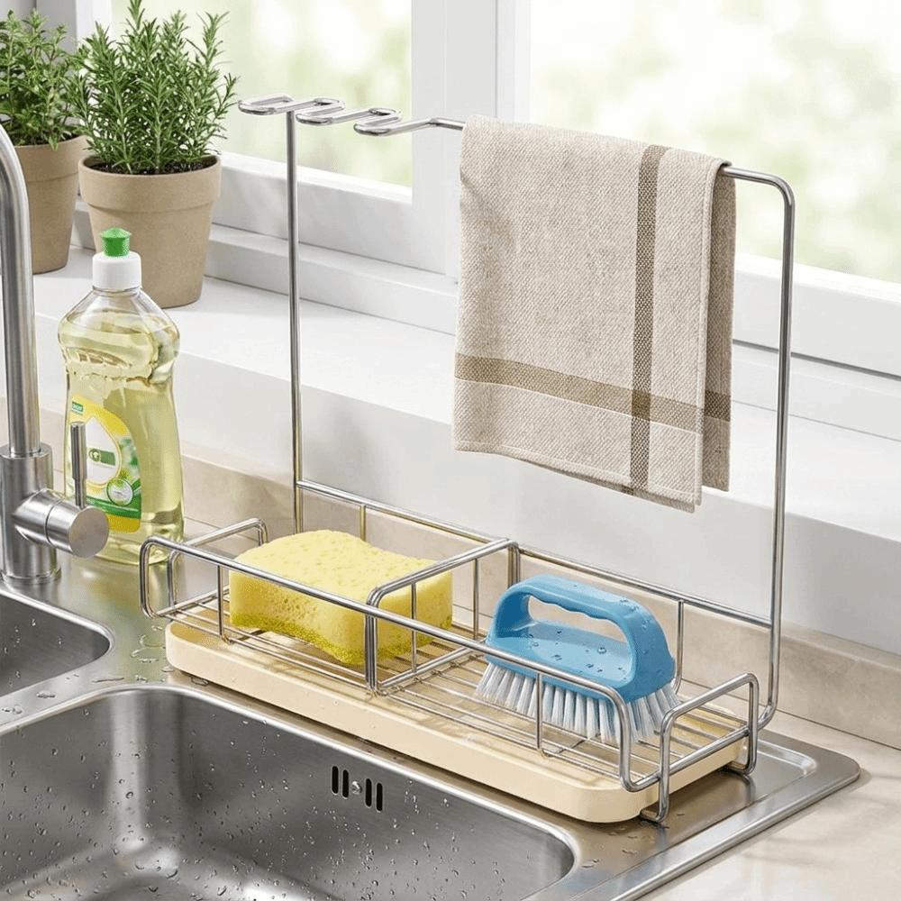 Detachable Drip Tray Sponge Holder Rustproof Metal Kitchen Organizer Household Kitchen