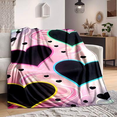 1pc Neon Hearts Blanket Warm, Cozy, And Soft, Suitable for Sofas, Beds, Cars, And Office Use.Perfect for Camping And Travel, Making It a Great Gift Fo