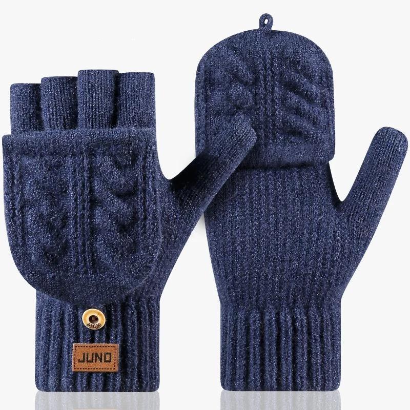 Fashion Thick Winter Knitted Gloves Keep Warm Solid Color Touchscreen Gloves Fingerless Flip Gloves Winter