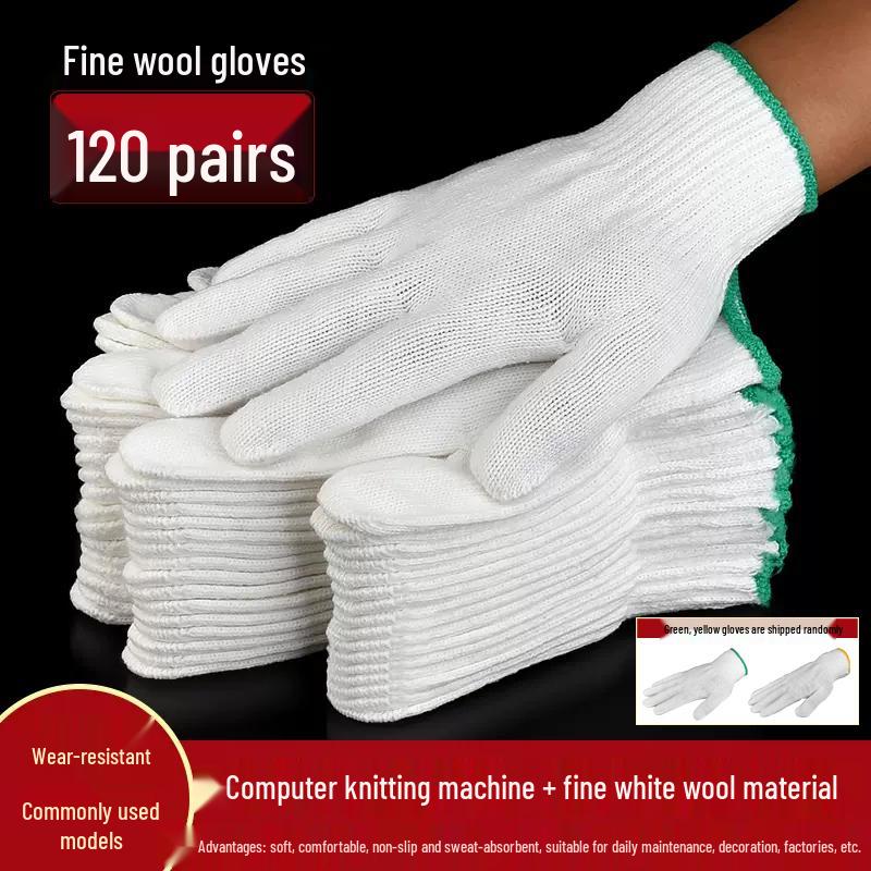 Atmungsaktive weiße Baumwoll-Nylon-Arbeitshandschuhe für das Bauwesen