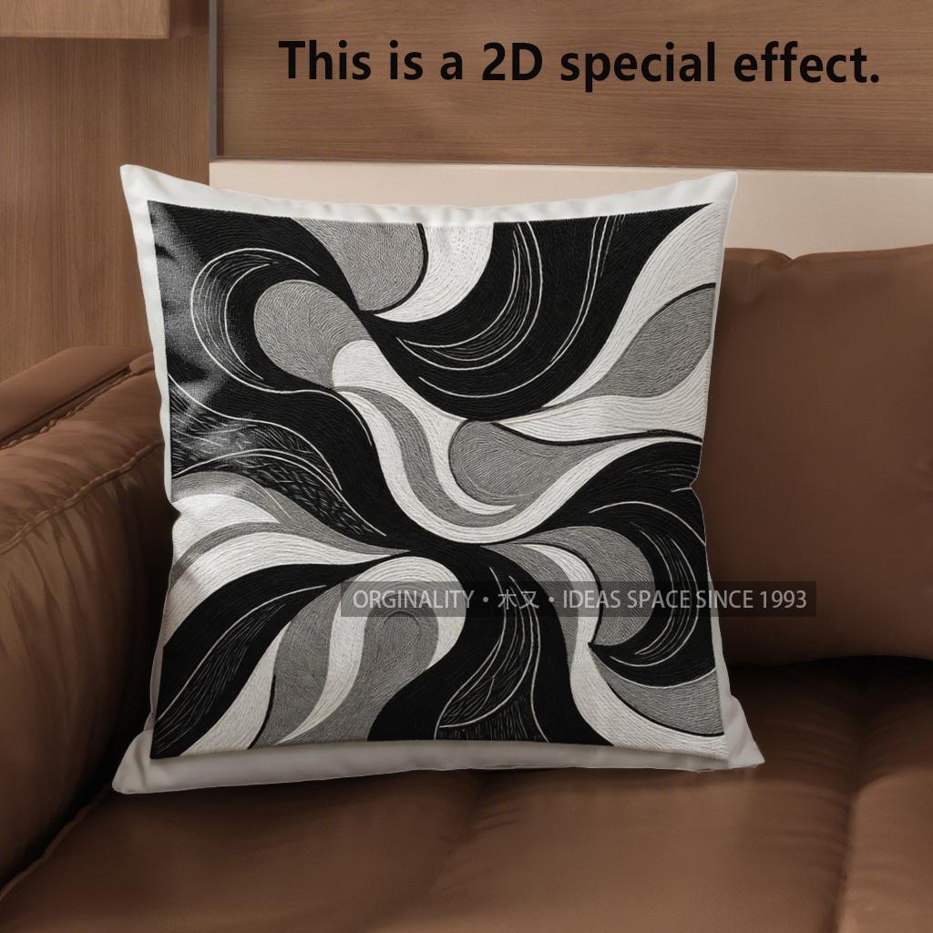 2D Abstract Black And White Geometric Pillow Covers Pattern Cushion Cover Suitable For Sofa Bedroom Car Pillow Cover