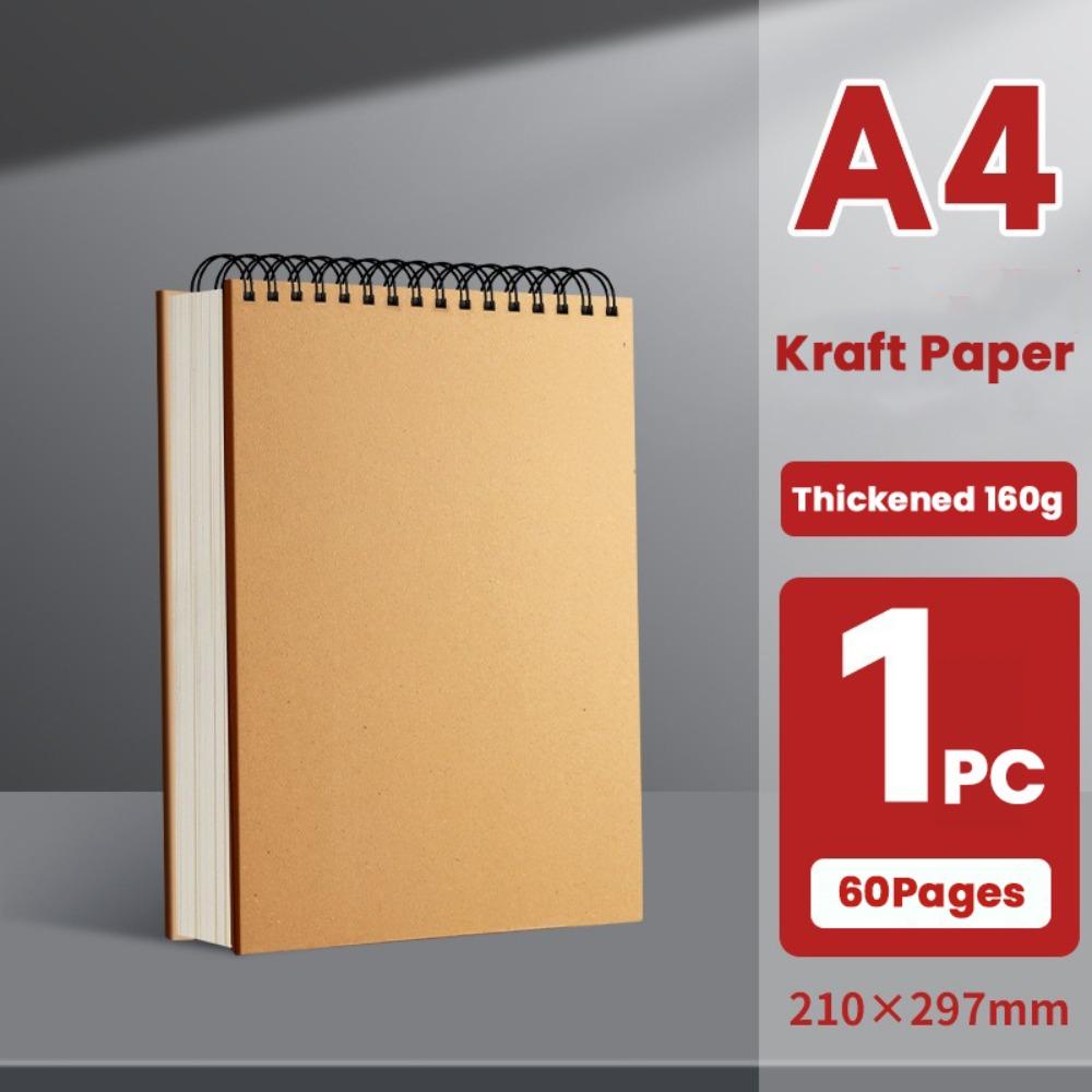 Flip-up Art Sketchbook Kraft Paper Spiral Notebook Simple Blank Painting Paper Art Student