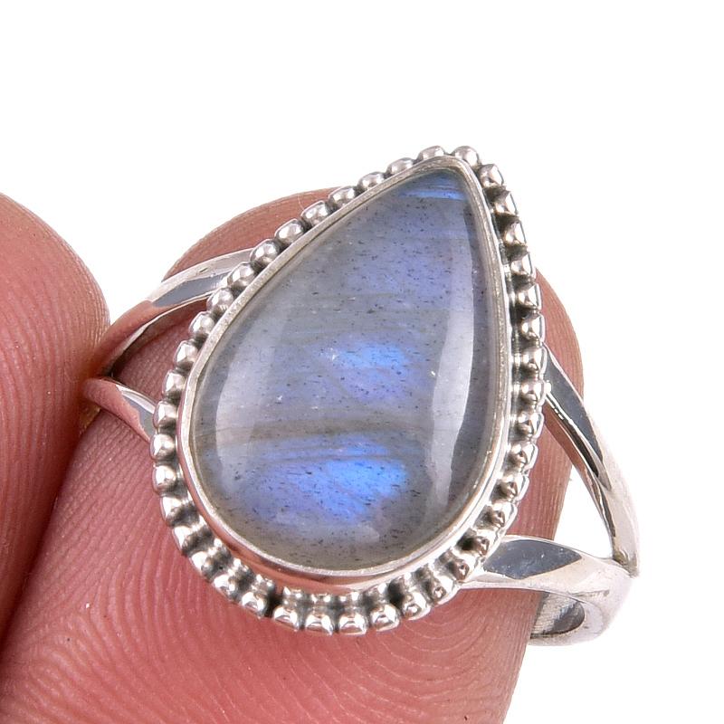 

Natural Labradorite Gemstone 925 Solid Sterling Silver Jewelry Ring S.7.5 u9t97