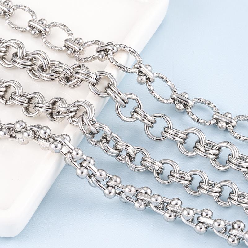 Mehrstilige Hufeisen- und Doppelschleifen-Kette aus Edelstahl für DIY-Halsketten und Armbänder
