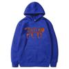 Wild-squad Men Hoodie Front Two-tone Wolf Outline Print, Rust Blue Wolf Figure Graphic, Thick Fleece Sweatshirt for Urban Daily Outfits