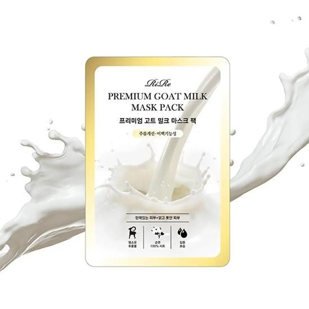 [20-Sheet Set] RIRE Premium Goat Milk Mask Pack - Highly Concentrated, Highly Nutrient, Highly Moisturizing