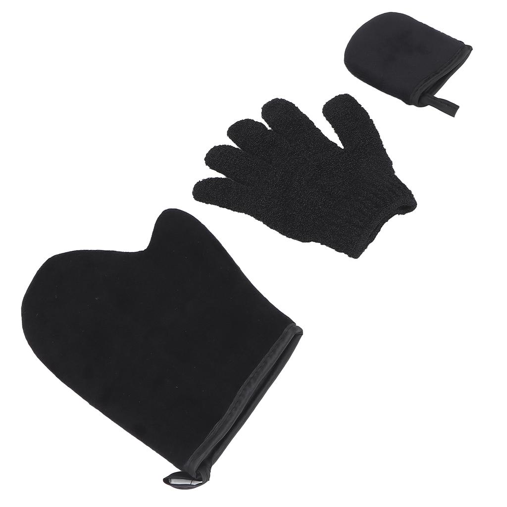 3pcs Self Tanning Mitts Applicator Kit Self Tanner Back Lotion Applicator Mitten with Exfoliating