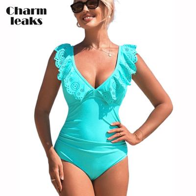 Costumi da bagno interi da donna con scollo a V profondo Costumi da bagno retrò modesti con schiena cava