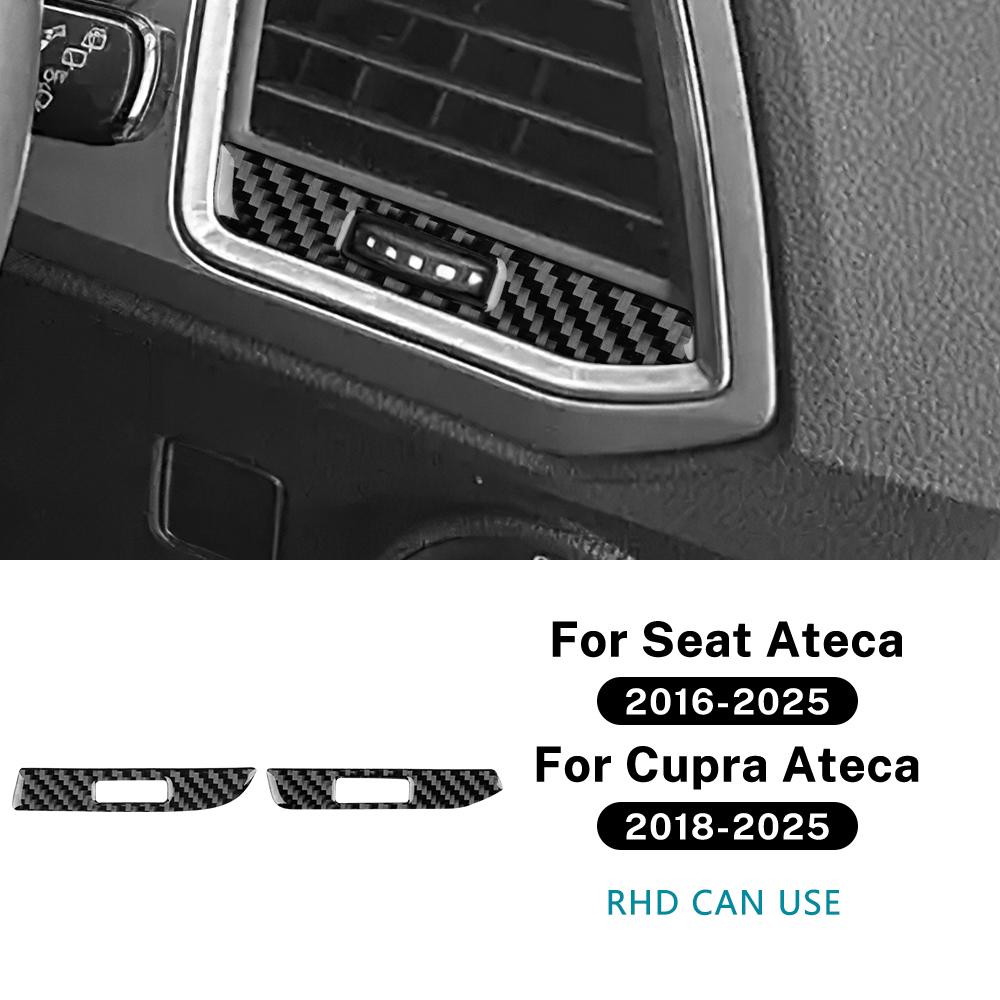 For SEAT Ateca 5F 2016-2025 For Cupra Ateca 5F 2018-2025 Real Soft Carbon Fiber Sticker LHD RHD Car Central Control Air Outlet