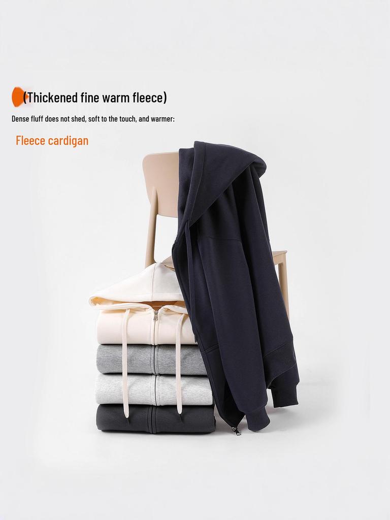 2025 Fleece-Lined Hoodie Jacket: Autumn/Winter Casual Sportswear