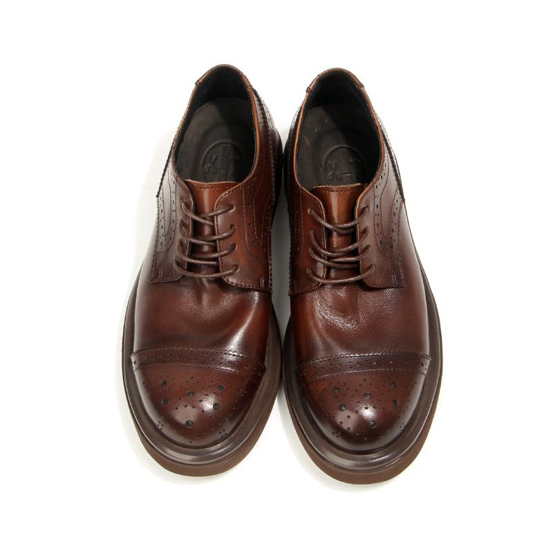 66-6 Brock Engraved Men'S Shoes British Men'S Casual Leather Shoes Retro Fashion Trend Platform Muffin Shoes